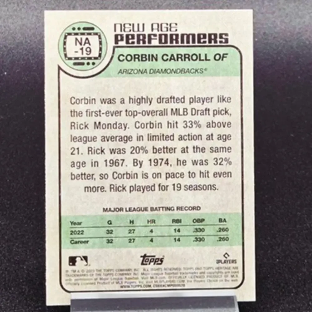 Corbin Carroll Bowman Platinum New Age Performers RC Arizona Diamondbacks Star